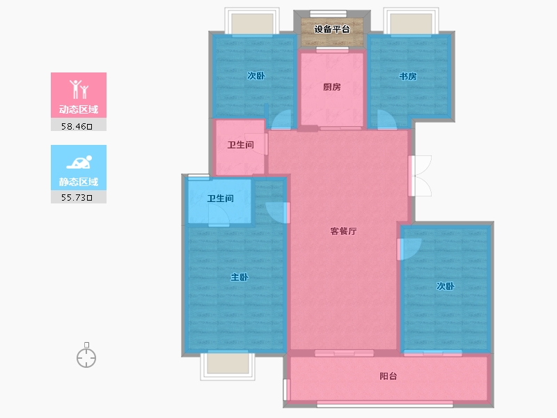 江苏省-扬州市-乾苑-105.00-户型库-动静分区