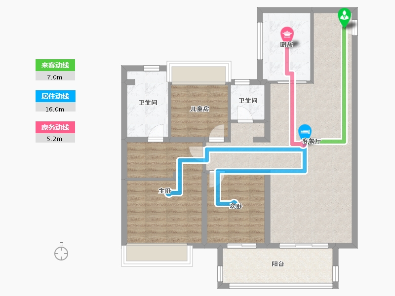 江苏省-苏州市-中星 凯旋门-94.76-户型库-动静线