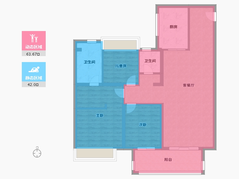 江苏省-苏州市-中星 凯旋门-94.76-户型库-动静分区