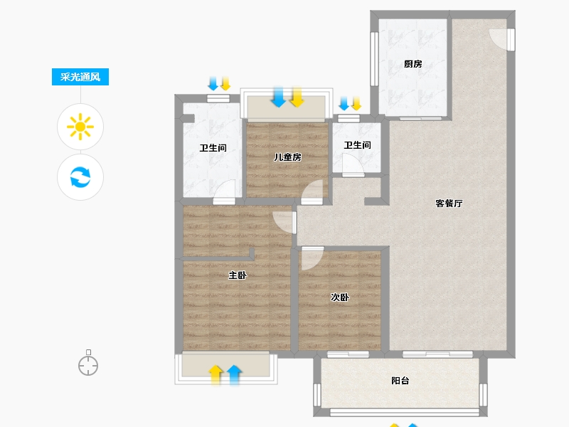 江苏省-苏州市-中星 凯旋门-94.76-户型库-采光通风