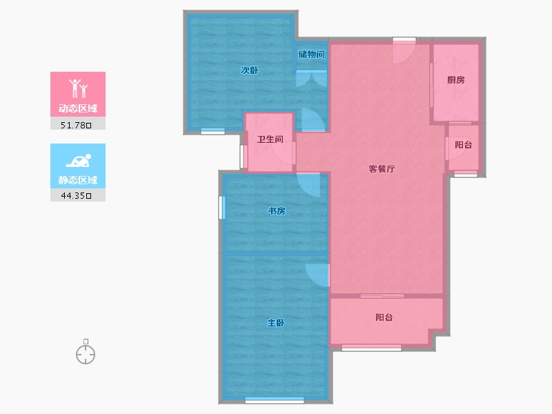 广东省-珠海市-仁恒滨海半岛4期-87.87-户型库-动静分区