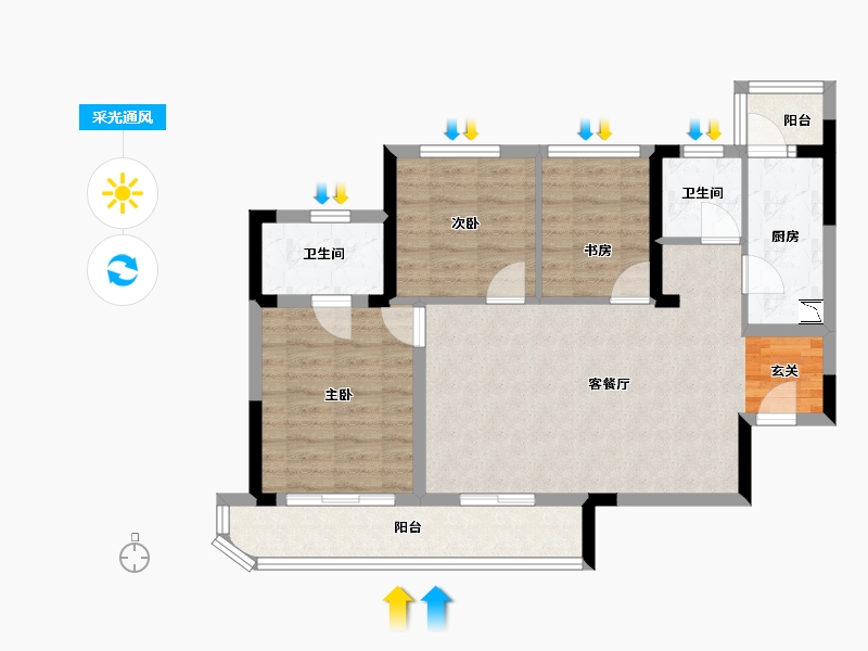 四川省-成都市-中铁星月山湖-76.49-户型库-采光通风