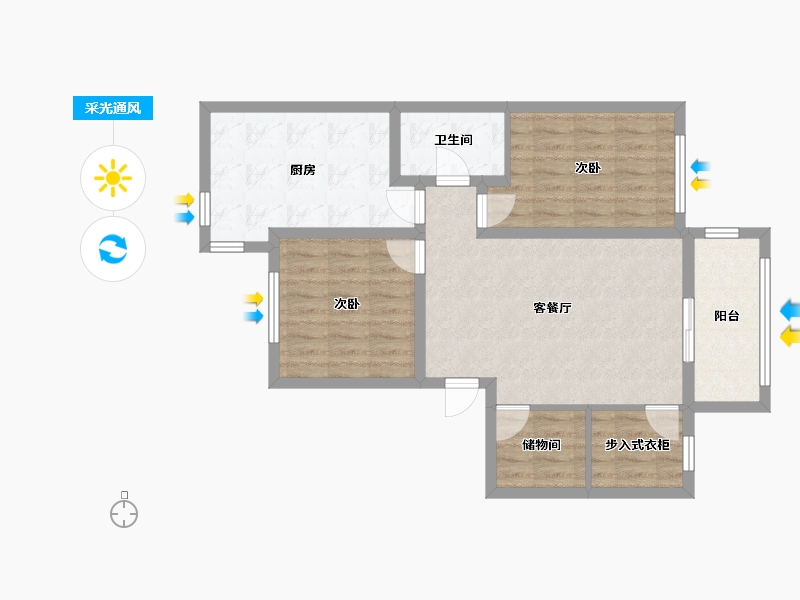 黑龙江省-大庆市-新村七区-76.75-户型库-采光通风