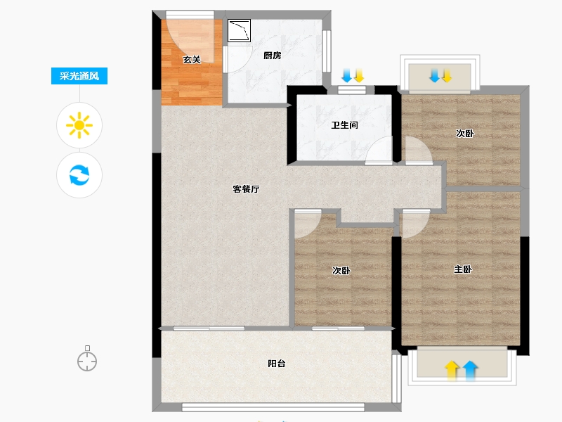 安徽省-合肥市-�嘣猛�-82.40-户型库-采光通风