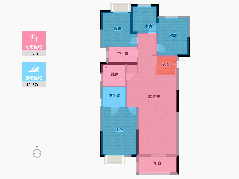 湖北省-武汉市-翡翠中心・润玺-108.05-户型库-动静分区