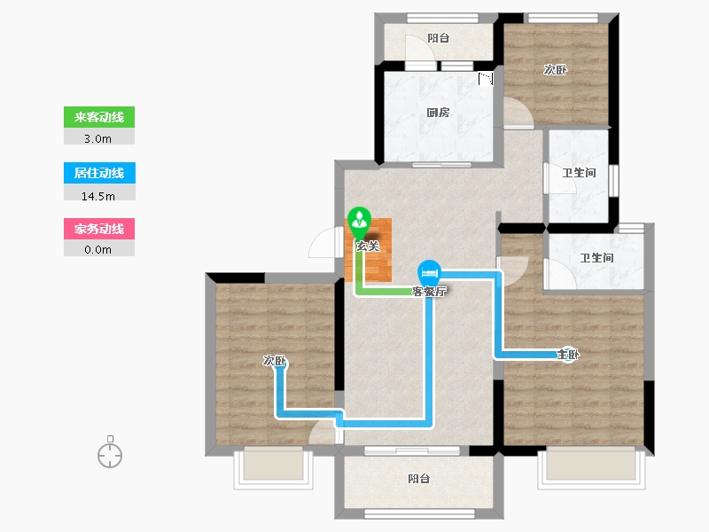 河北省-衡水市-碧桂园翡翠公馆-86.46-户型库-动静线