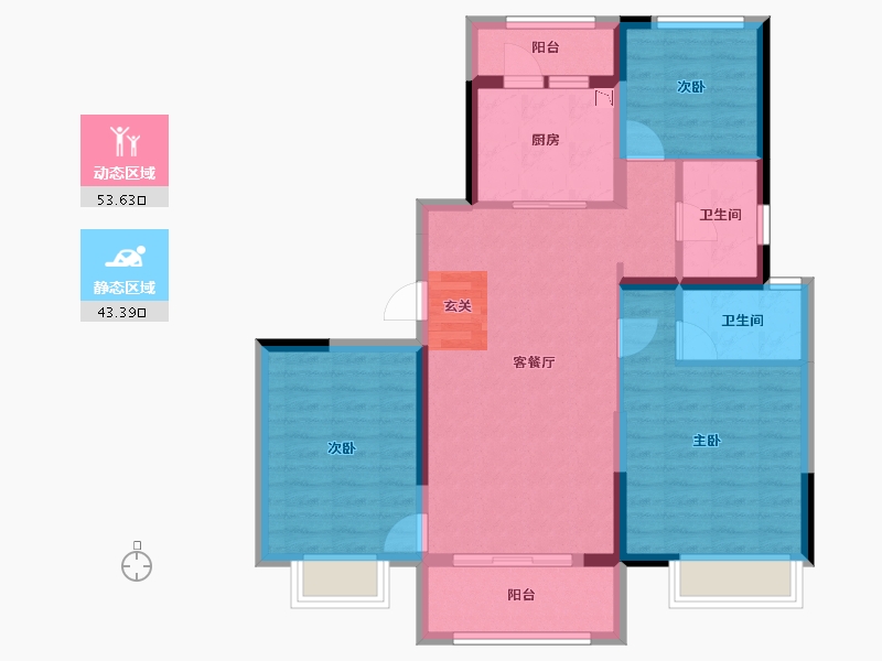 河北省-衡水市-碧桂园翡翠公馆-86.46-户型库-动静分区