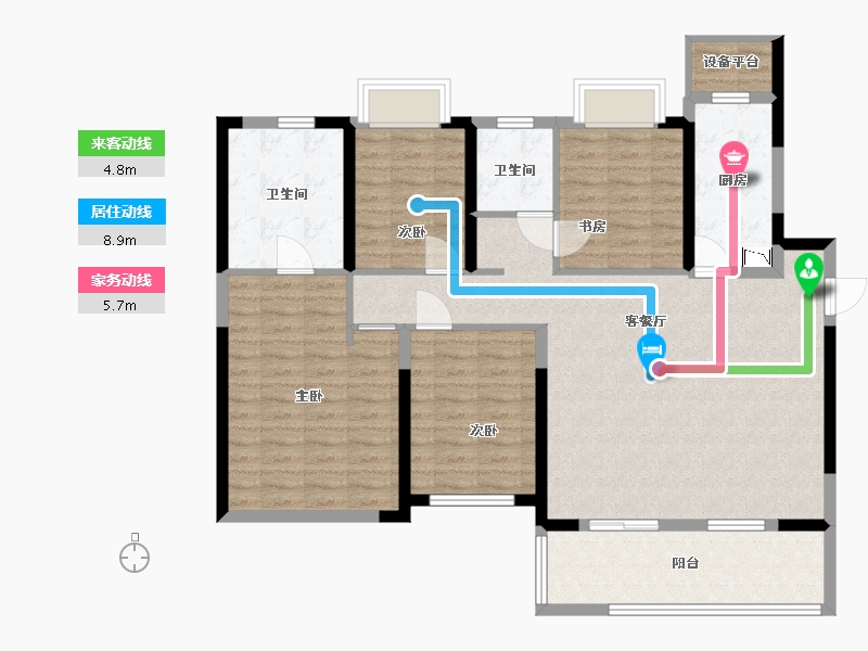 湖南省-长沙市-新力铂园-115.71-户型库-动静线