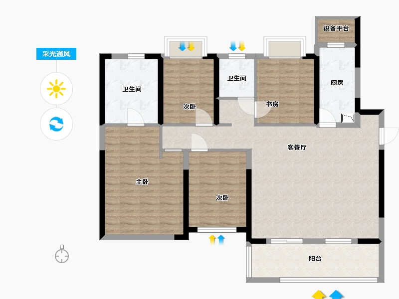 湖南省-长沙市-新力铂园-115.71-户型库-采光通风