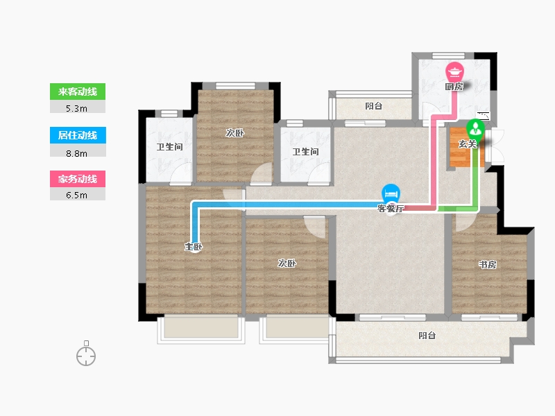 四川省-成都市-中梁壹号院项目-107.68-户型库-动静线