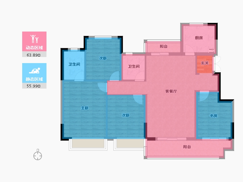 四川省-成都市-中梁壹号院项目-107.68-户型库-动静分区