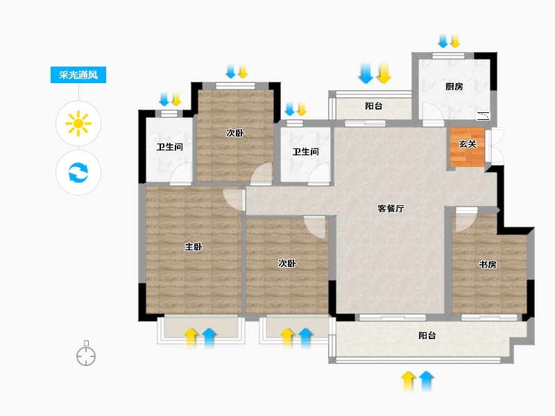 四川省-成都市-中梁壹号院项目-107.68-户型库-采光通风