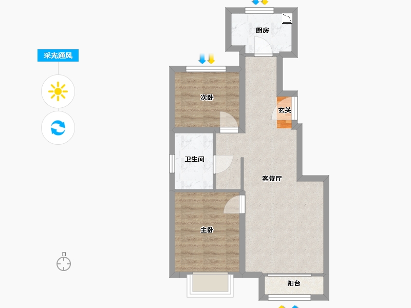 北京-北京市-和悦春风-53.25-户型库-采光通风