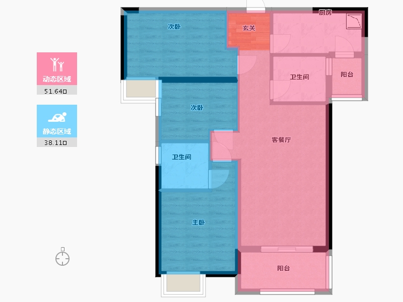 湖南省-长沙市-时代倾城・遇见-79.53-户型库-动静分区