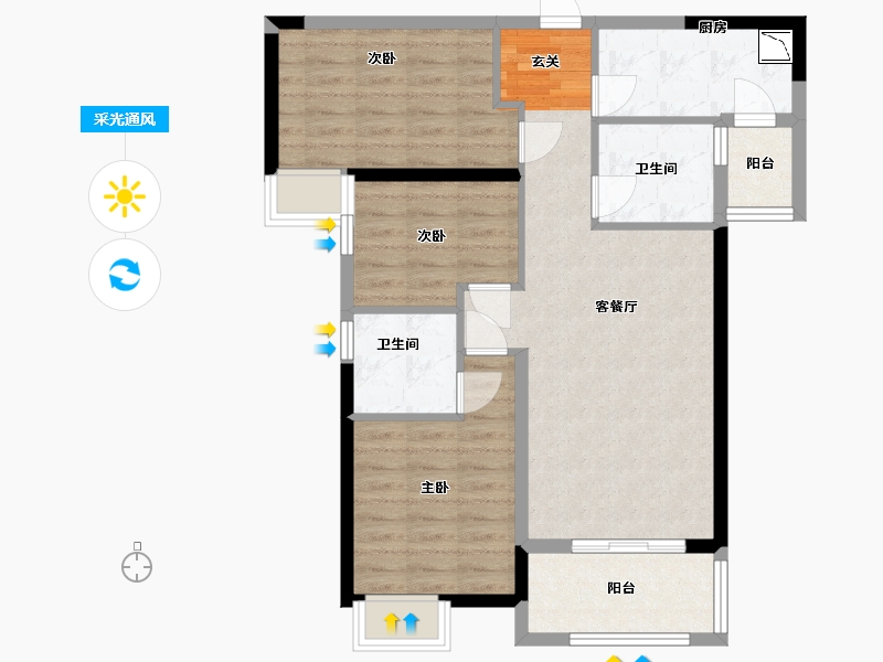 湖南省-长沙市-时代倾城・遇见-79.53-户型库-采光通风