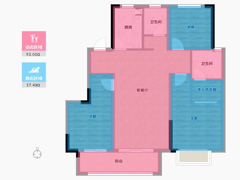 安徽省-蚌埠市-奥园誉府-80.62-户型库-动静分区