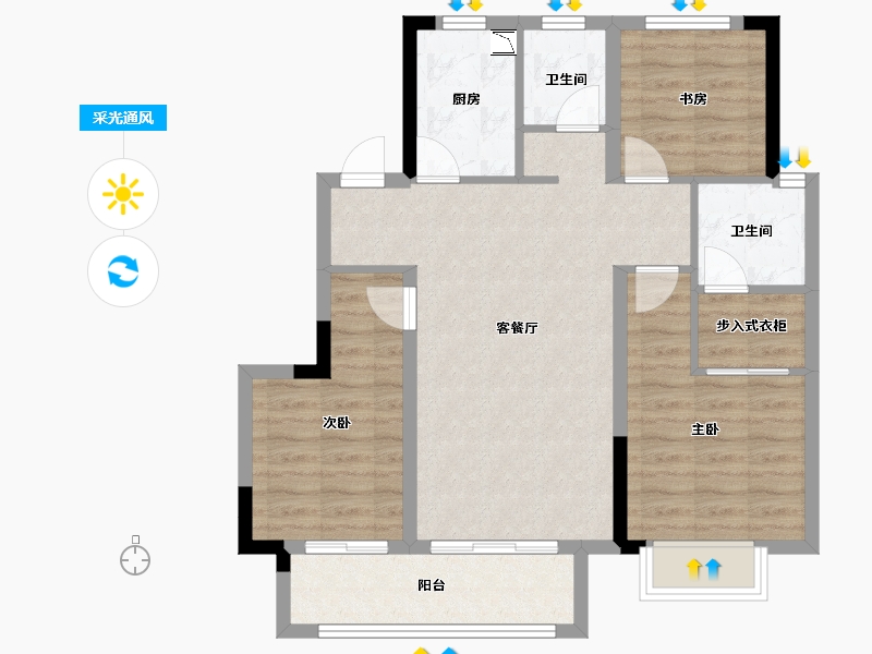 安徽省-蚌埠市-奥园誉府-80.62-户型库-采光通风