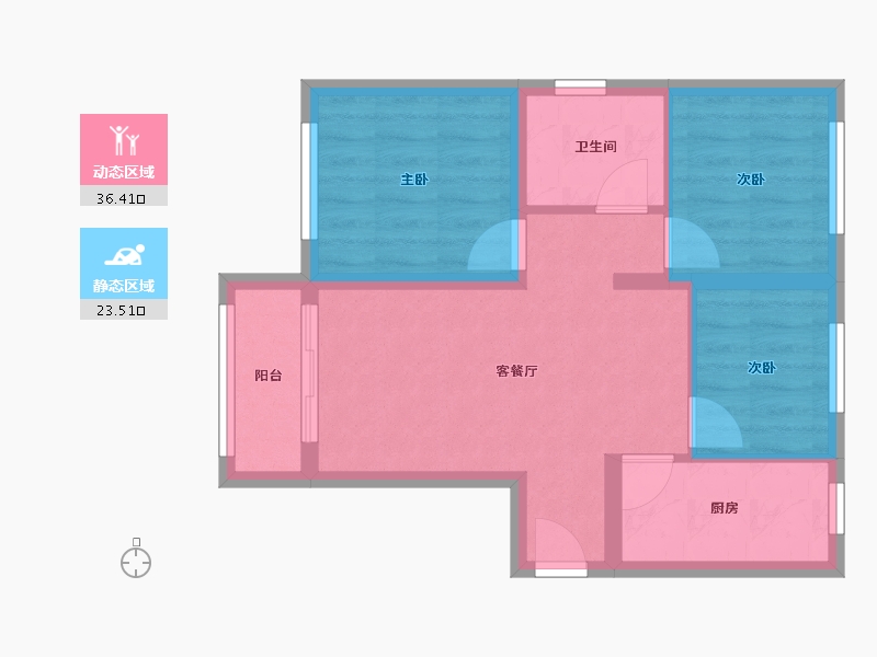 北京-北京市-金通阳光苑-52.64-户型库-动静分区