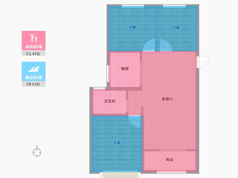 山东省-济南市-丁家嵘汇花园-81.00-户型库-动静分区