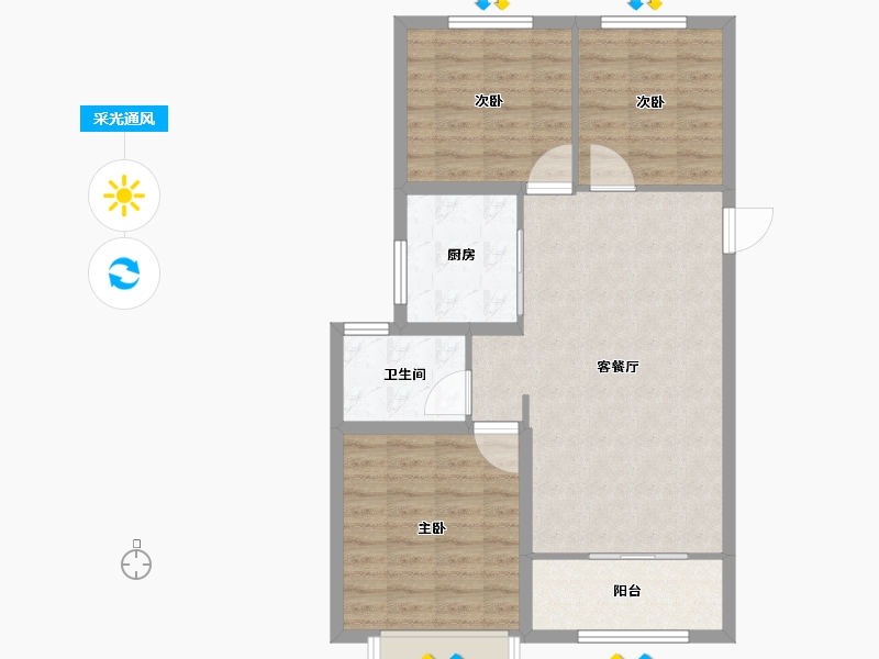 山东省-济南市-丁家嵘汇花园-81.00-户型库-采光通风