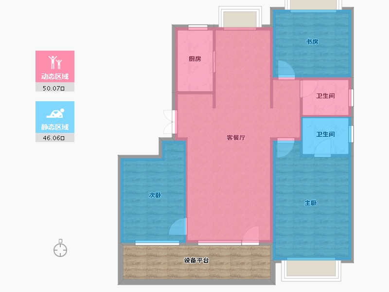 黑龙江省-哈尔滨市-御湖壹号-97.62-户型库-动静分区