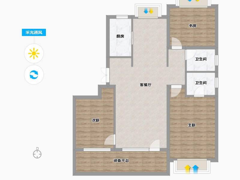 黑龙江省-哈尔滨市-御湖壹号-97.62-户型库-采光通风