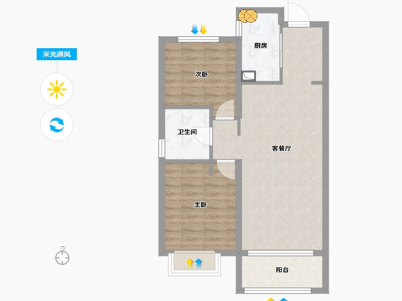 黑龙江省-哈尔滨市-华润置地悦府-65.83-户型库-采光通风