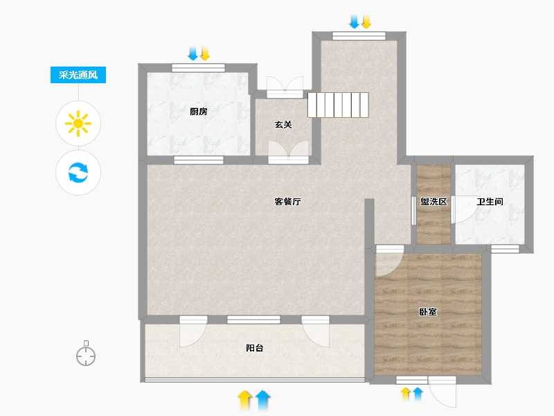 黑龙江省-哈尔滨市-融创御湖宸院-74.45-户型库-采光通风