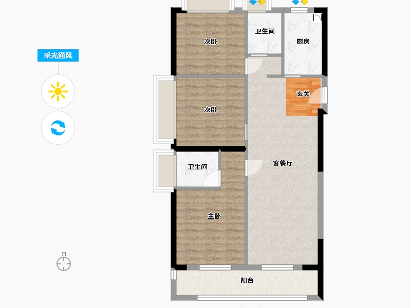 湖北省-武汉市-首开光明国风上观-85.98-户型库-采光通风