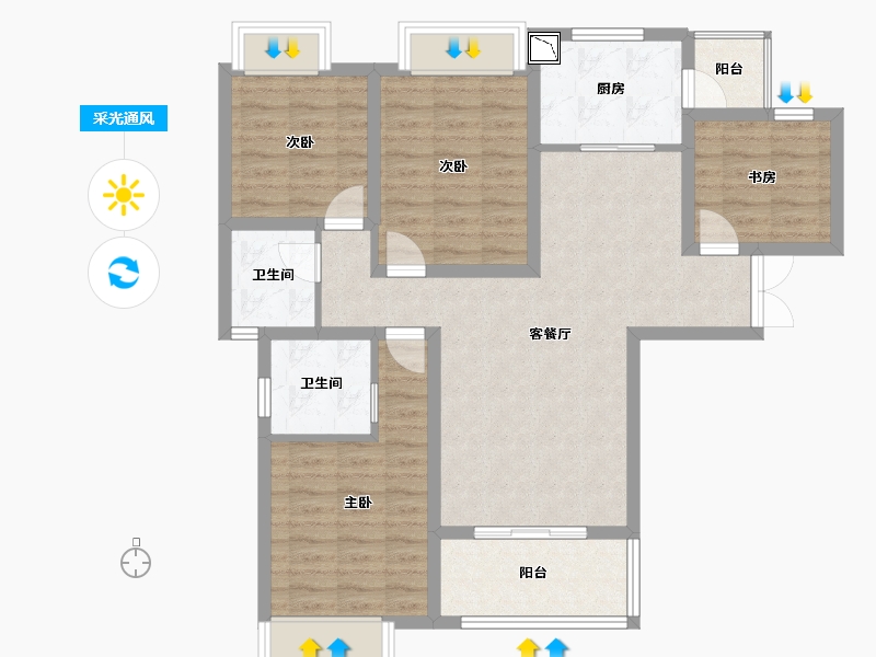 四川省-德阳市-保利国际城-94.94-户型库-采光通风