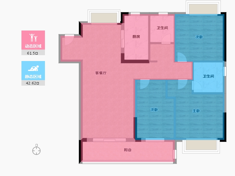 湖北省-武汉市-武汉英赫当代城MOMΛ-93.60-户型库-动静分区