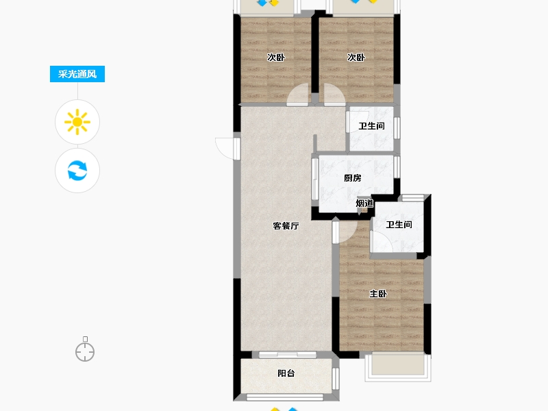 湖北省-武汉市-九坤五环�Z城-74.04-户型库-采光通风