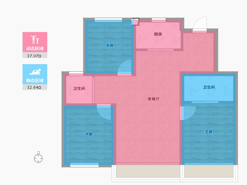 吉林省-长春市-吉林省长春市合隆镇名仕樾府小区-61.53-户型库-动静分区