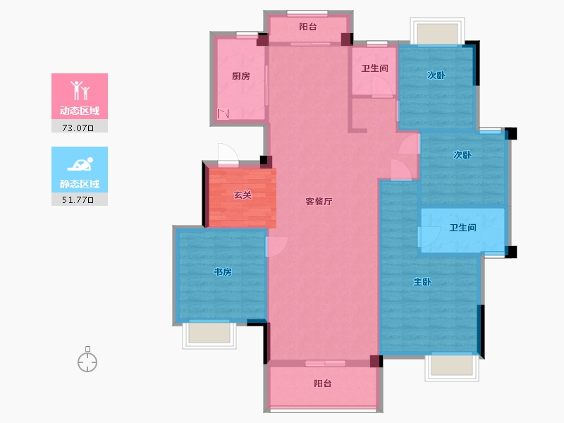 湖北省-武汉市-武地融创锦上公馆-113.59-户型库-动静分区