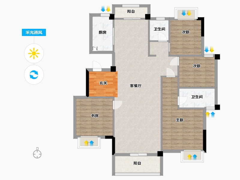 湖北省-武汉市-武地融创锦上公馆-113.59-户型库-采光通风