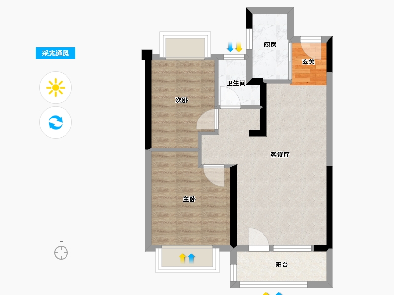 湖北省-武汉市-佳阳大都府-53.63-户型库-采光通风