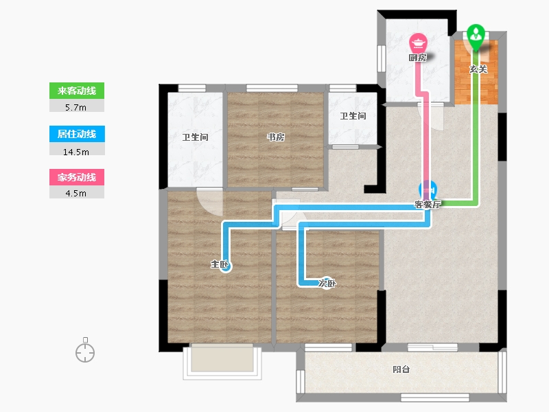 湖北省-武汉市-宝业星毓府-84.18-户型库-动静线