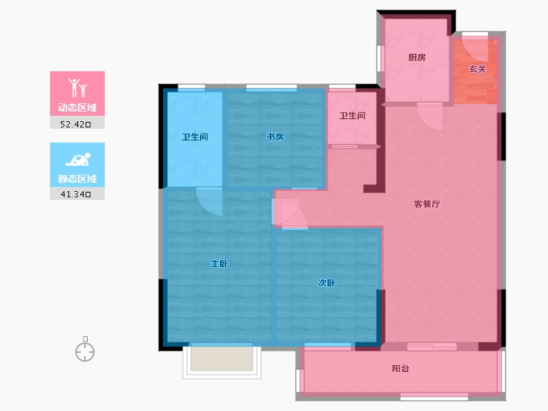 湖北省-武汉市-宝业星毓府-84.18-户型库-动静分区