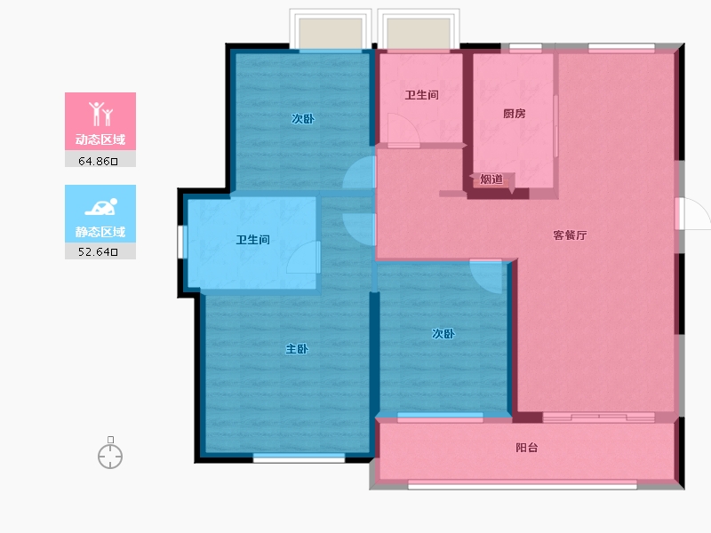 湖北省-武汉市-大华锦绣时代-105.60-户型库-动静分区