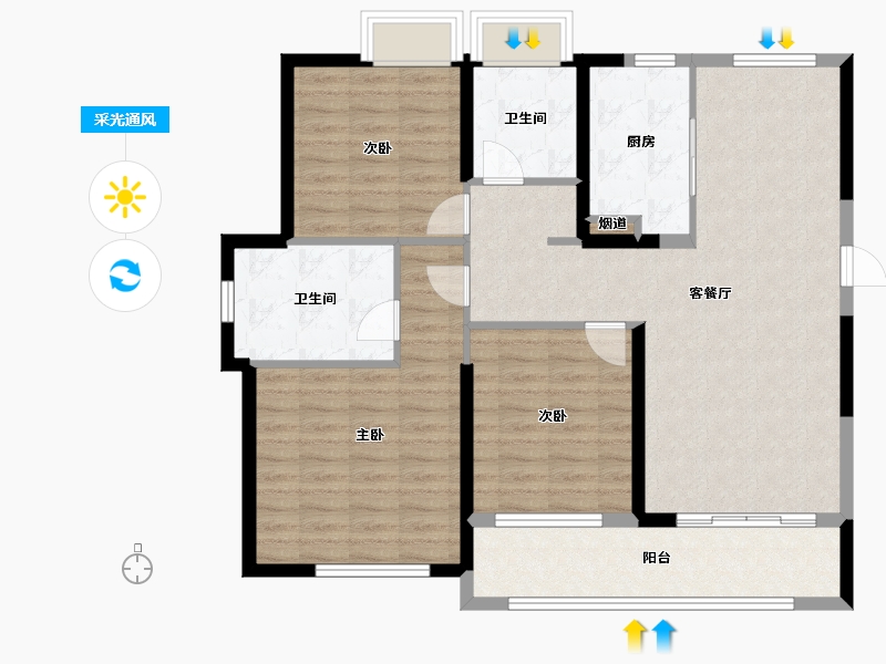 湖北省-武汉市-大华锦绣时代-105.60-户型库-采光通风