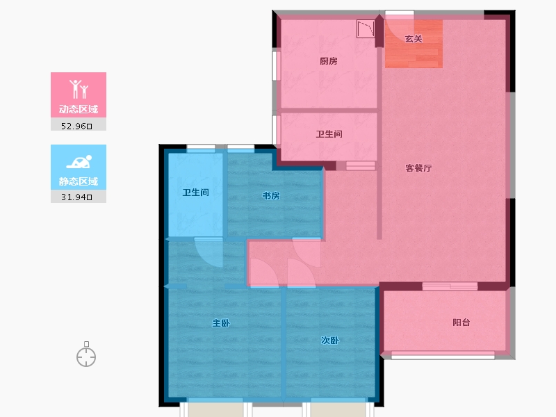 湖北省-武汉市-保利城六期爱尚里-75.82-户型库-动静分区