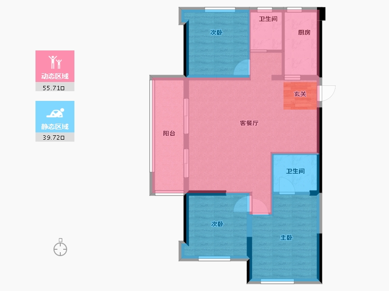 福建省-福州市-龙湖盛天兰园 | 春江天玺-85.96-户型库-动静分区