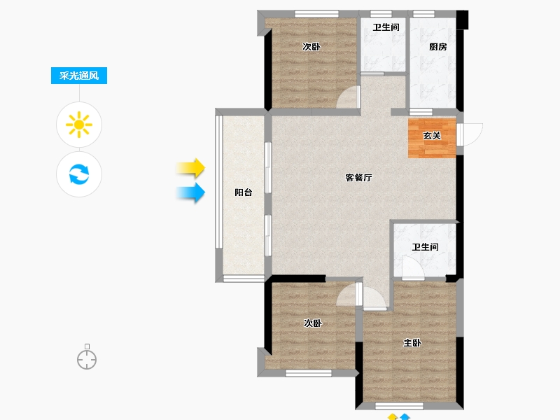 福建省-福州市-龙湖盛天兰园 | 春江天玺-85.96-户型库-采光通风