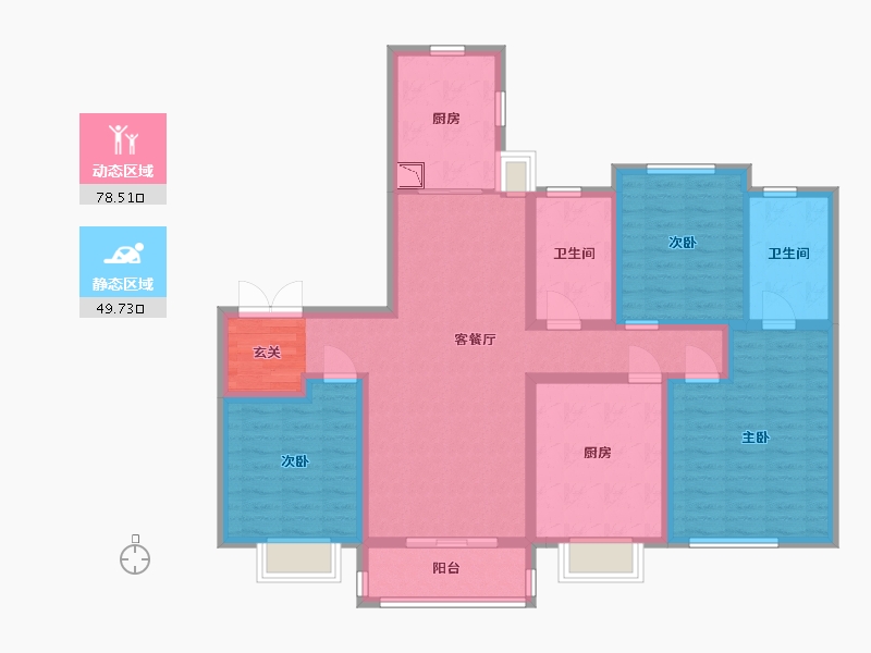 江苏省-南京市-金地・风华国际-113.58-户型库-动静分区