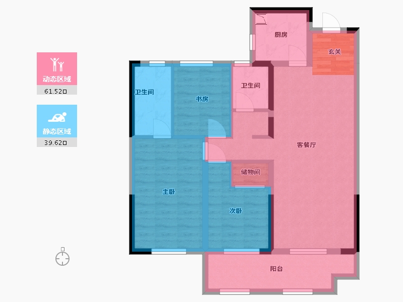 湖南省-长沙市-恒泰芙蓉悦府-89.71-户型库-动静分区