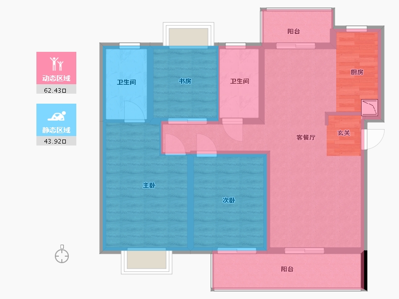 福建省-福州市-新力鼎新金海湾-95.20-户型库-动静分区