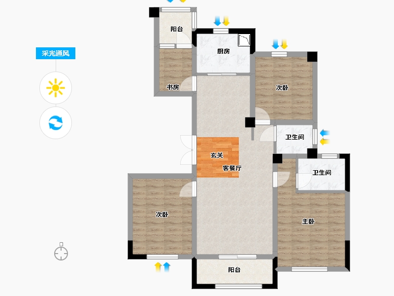 江苏省-南京市-海尔产城创双湖壹号公馆-99.81-户型库-采光通风