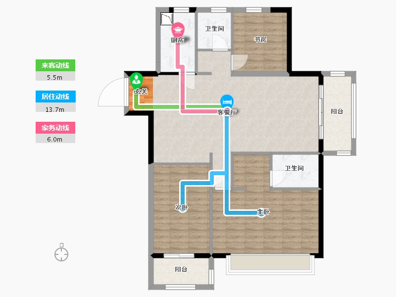 江苏省-南京市-江宁金茂悦・云筑-105.18-户型库-动静线