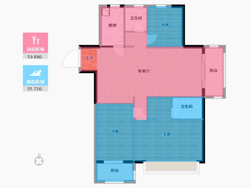 江苏省-南京市-江宁金茂悦・云筑-105.18-户型库-动静分区