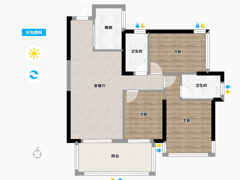 广西壮族自治区-南宁市-阳光城丽景湾-81.08-户型库-采光通风